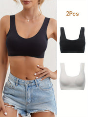 2pcs Seamless Wireless Bras Comfy & Soft Intimates Bra Women's Lingerie