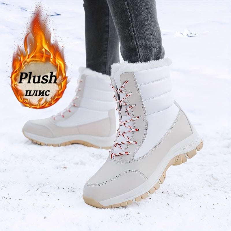 Women's Waterproof Snow Boots Thick Bottom High Top Lace Up Shoes