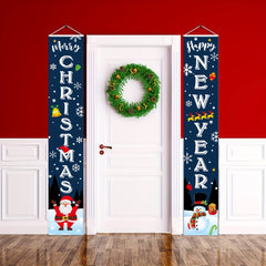 Santa Snowman Banners for Front Door Porch Garden Xmas