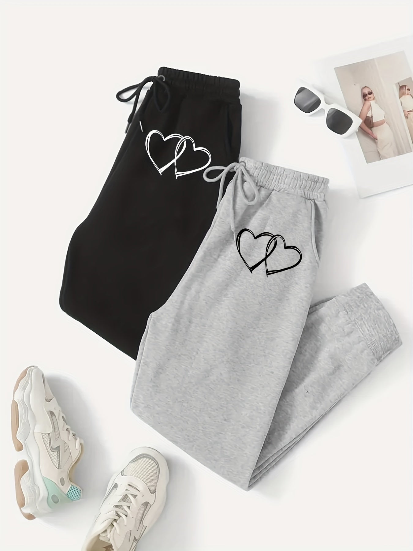 Two Piece LA Letter Print Sweatpants Casual Set Women's Clothing