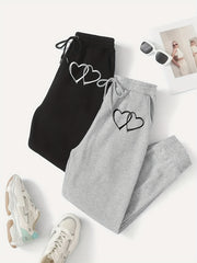 Two Piece LA Letter Print Sweatpants Casual Set Women's Clothing