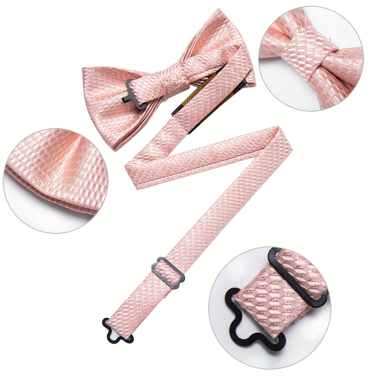 DiBanGu Silk Bow Tie Set with Pocket Square, Lapel Pin & Cufflinks