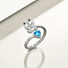 Frog Heart Charm Adjustable Animal Ring for Holiday Party Girls