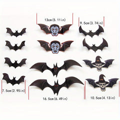12pcs Halloween Pumpkin Wall Sticker & 3D Bat Decoration