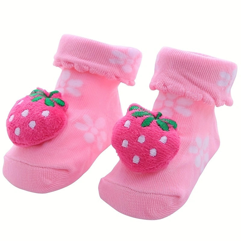 Striped Plush Doll Decor Floor Socks for Baby Boys and Girls