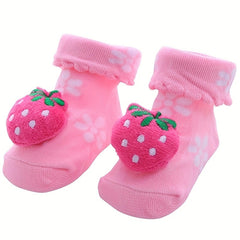 Striped Plush Doll Decor Floor Socks for Baby Boys and Girls