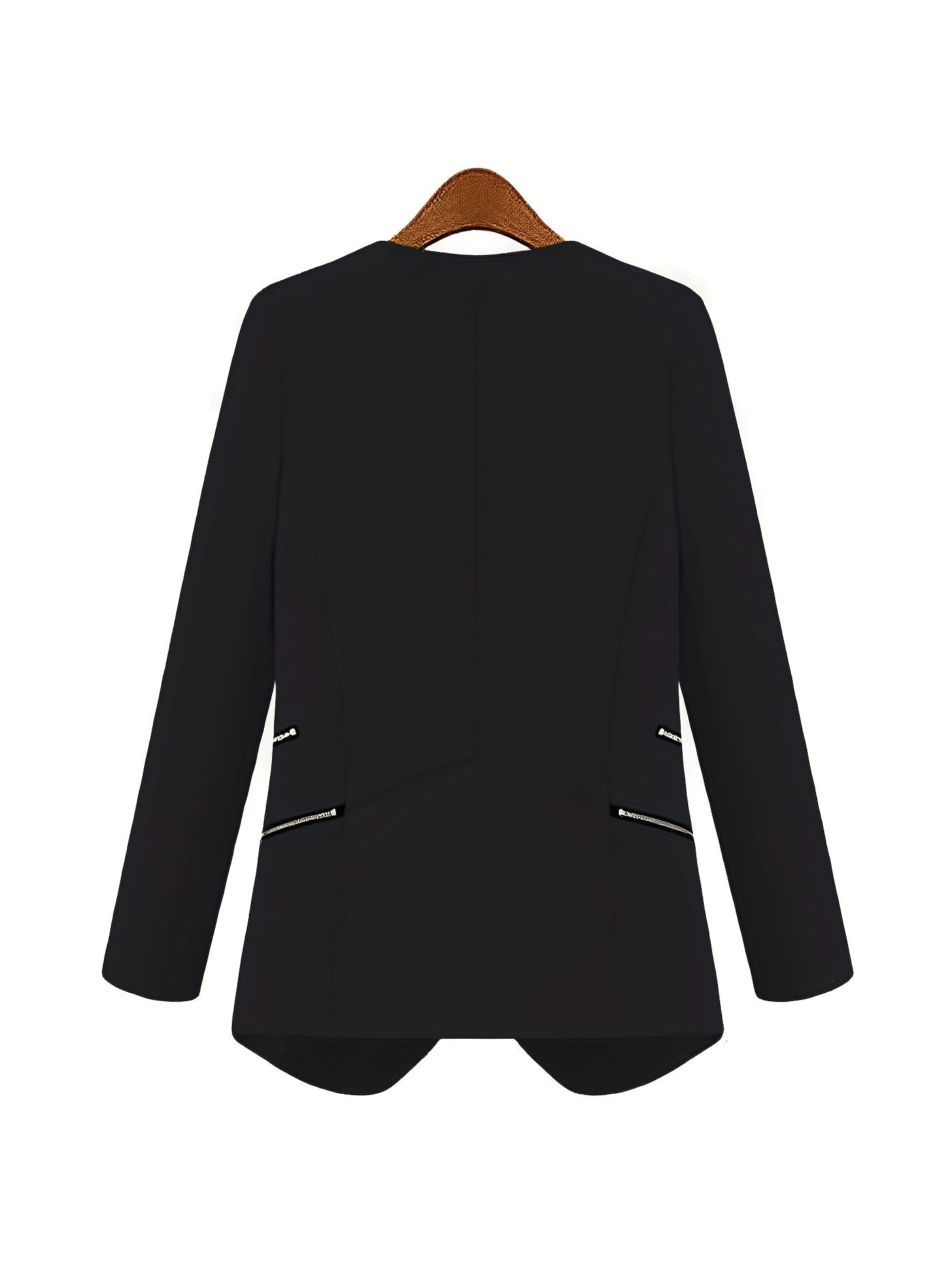 Zipper Shawl Collar Blazer Casual Open Front Long Sleeve