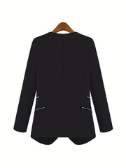 Zipper Shawl Collar Blazer Casual Open Front Long Sleeve