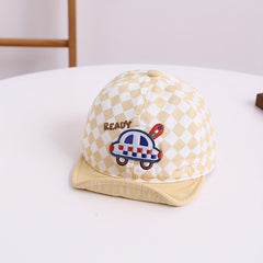 Children's Plaid Cotton Cap for Sun Protection