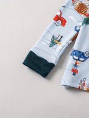 Christmas Tree & Car Print Pajama Set for Kids