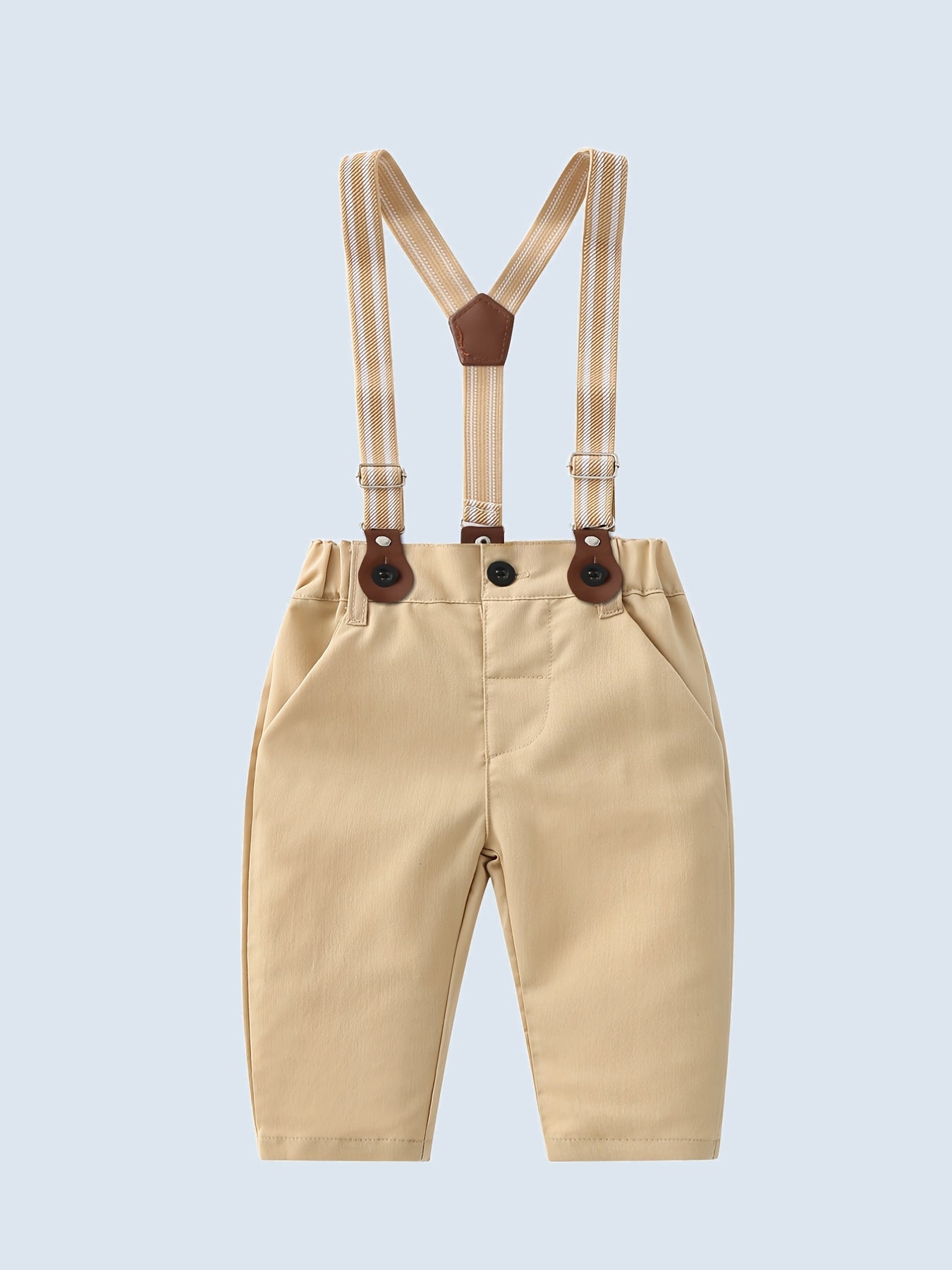 Baby Boys Gentleman Outfit Shirt Bowtie Suspender Pants Clothes