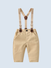 Baby Boys Gentleman Outfit Shirt Bowtie Suspender Pants Clothes