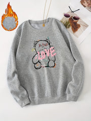 Bear Graphic Pullover Sweatshirt Women's Sporty Sweatshirts