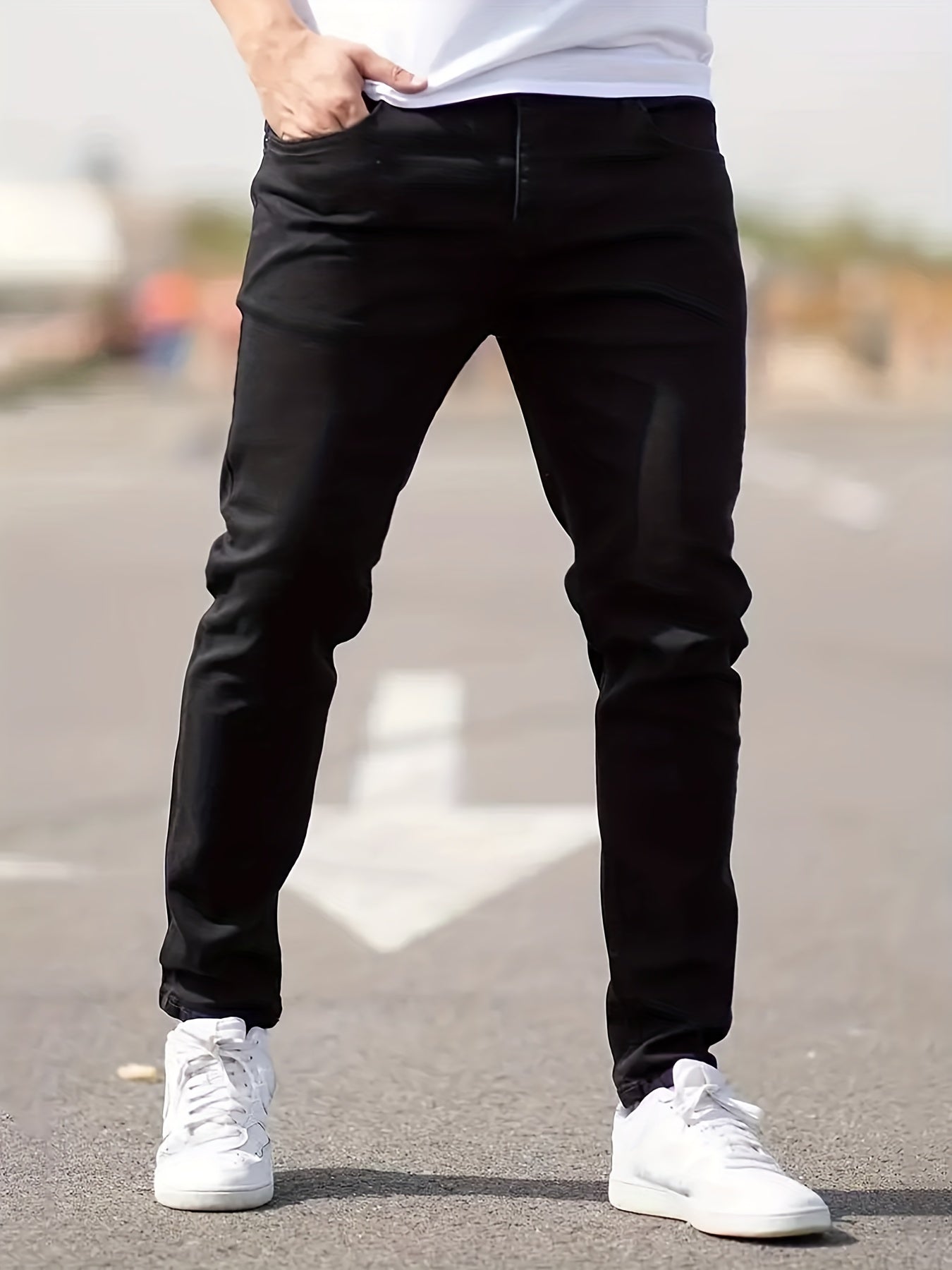 Men's Slim Fit Cotton Jeans - Casual Street Style Denim Pants