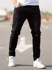 Men's Slim Fit Cotton Jeans - Casual Street Style Denim Pants