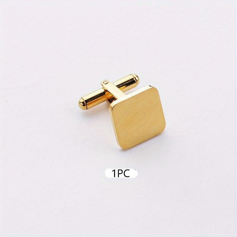 Stainless Steel Square Engraved Cufflinks Men