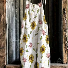 Sunflower Print Tie Shoulder Cami Jumpsuit