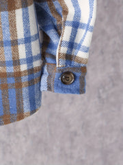 Kid Teens' Plaid Long Sleeve Shirt With Pocket For Boys And Girls