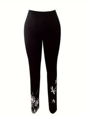 Dandelion & Dragonfly Print Leggings High Rise Medium Stretch