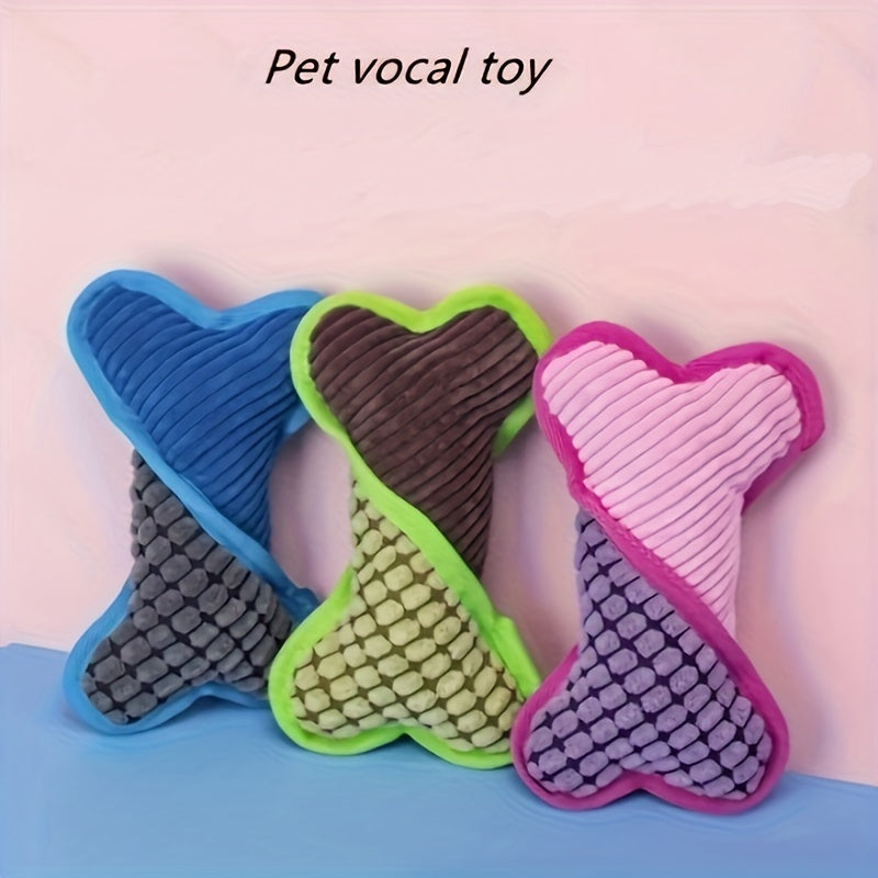 Interactive Dog Chew Toy Plush Squeaky Colored Bone for Pet Play