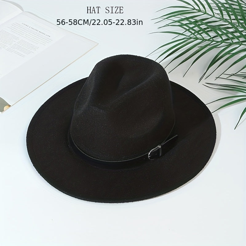 Woolen Top Hat British Style Belt Jazz Hat Big Brim Hat Felt Hat