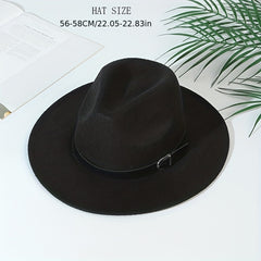 Woolen Top Hat British Style Belt Jazz Hat Big Brim Hat Felt Hat