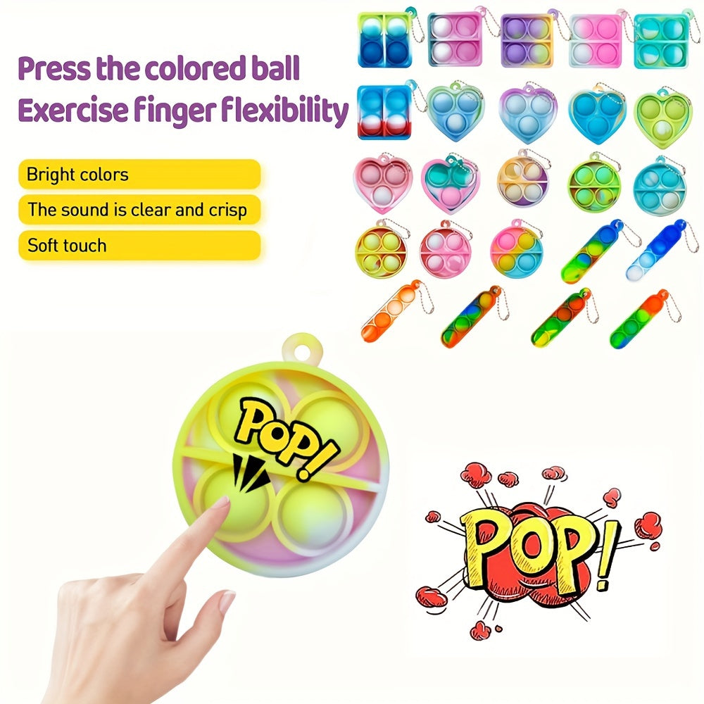 24pcs Mini Pop Keychain Fidget Toys Silicone Squeeze Sensory Toys for Kids