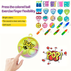 24pcs Mini Pop Keychain Fidget Toys Silicone Squeeze Sensory Toys for Kids