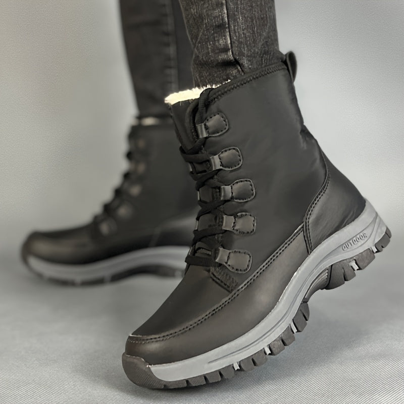 Women's Plush Inner Thermal Hiking Boots Waterproof Comfort Outdoor Mid
