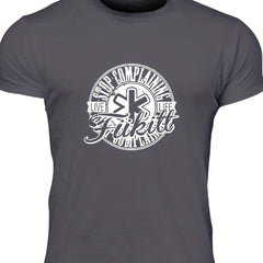 Men's Complaining Print T-shirt Stretch Crew Neck Tee