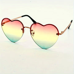 Heart Shape Lens Sunglasses Metal Frame Outdoor Party Vacation Travel
