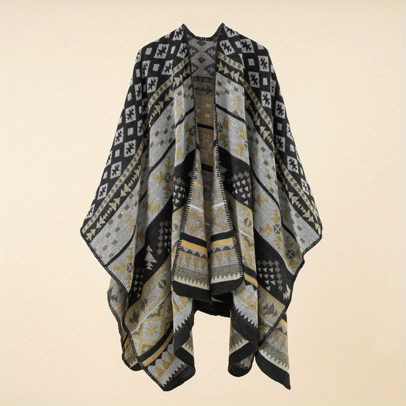 Warm Sunscreen Shawl Casual Open Front Poncho Cape Large Inelastic Cardigan