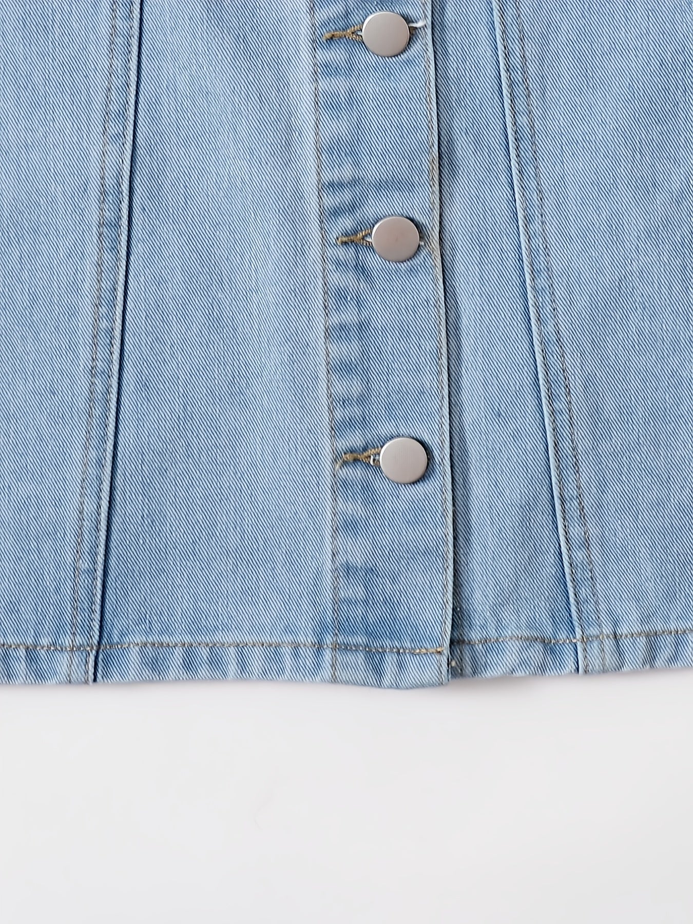Button Front Mini Denim Skirt Women's Plus Solid Mini Denim Skirt
