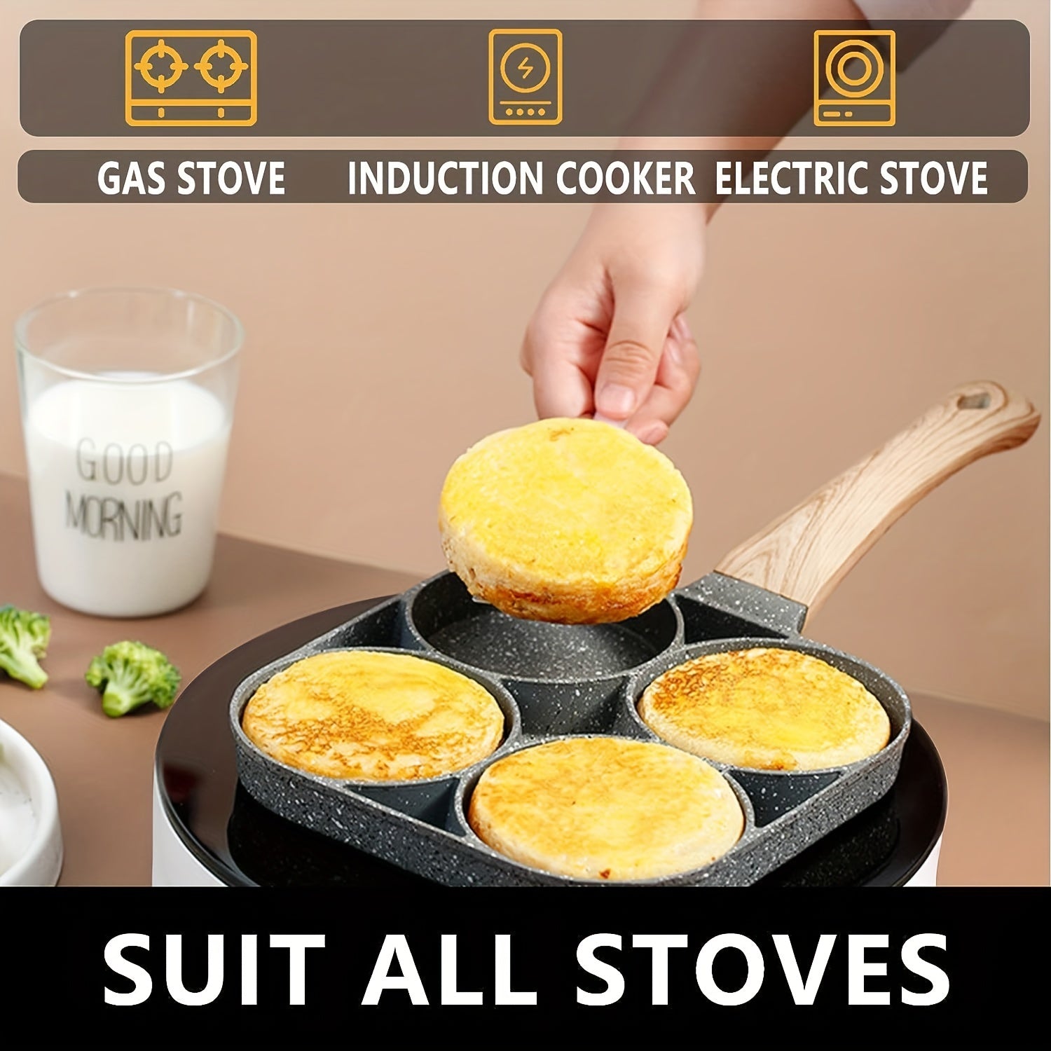 Nonstick Egg Frying Pan 4 Cups Cookware Aluminium Alloy Egg Cooker