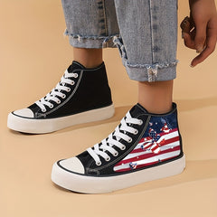 Independence Butterfly Print Chunky Canvas Sneakers High Top Skate Shoes