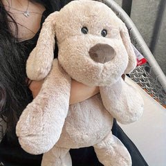 Soft Beige Puppy Plush Stuffed Animal with Expressive Eyes & Fluffy Ears