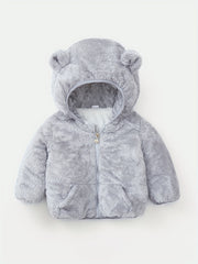Infant Double Layer Fleece Hooded Jacket Zipper Coat