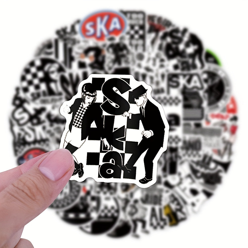 55pcs Ska Stickers Checkered Flags Music Skate Shoes Designs PVC Decals