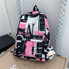 Letters Graffiti Pattern Backpack Schoolbag Large Capacity Rucksack