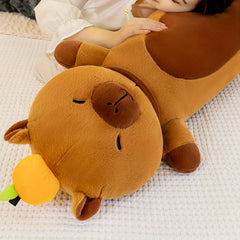 Capybara Plush Toy Soft Light Brown Stuffed Animal with Expressive Eyes