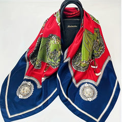 Vintage Chain Print Square Scarf Bandana Windproof Head Wrap Women Outdoor