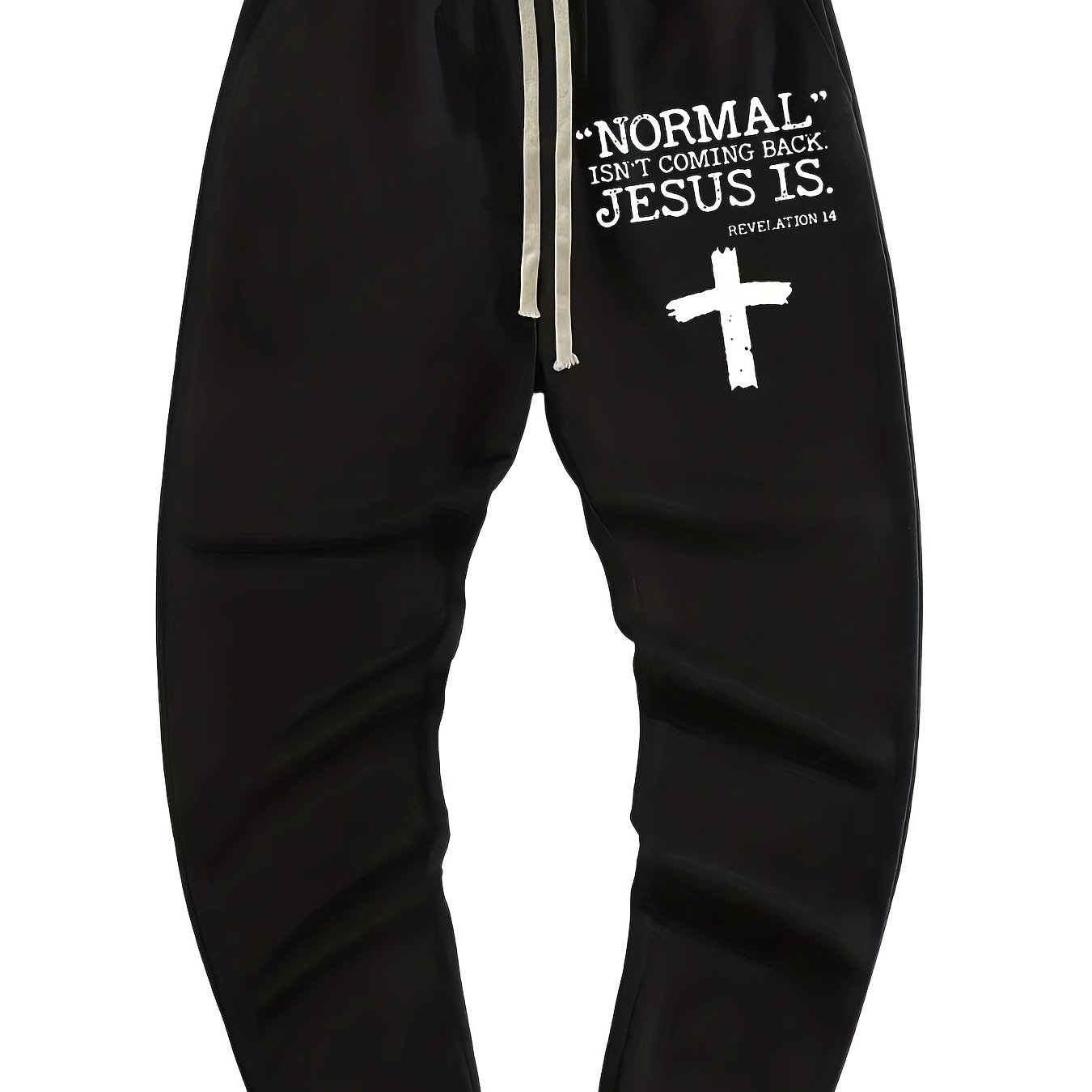 Letter And Cross Print Men's Drawstring Pocket Sweatpants
