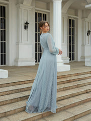 Floor Length Long Sleeve Dress for Party & Banquet