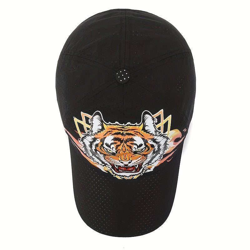 Tiger Head Print Sun Protection Cap Quick Drying Breathable Hat