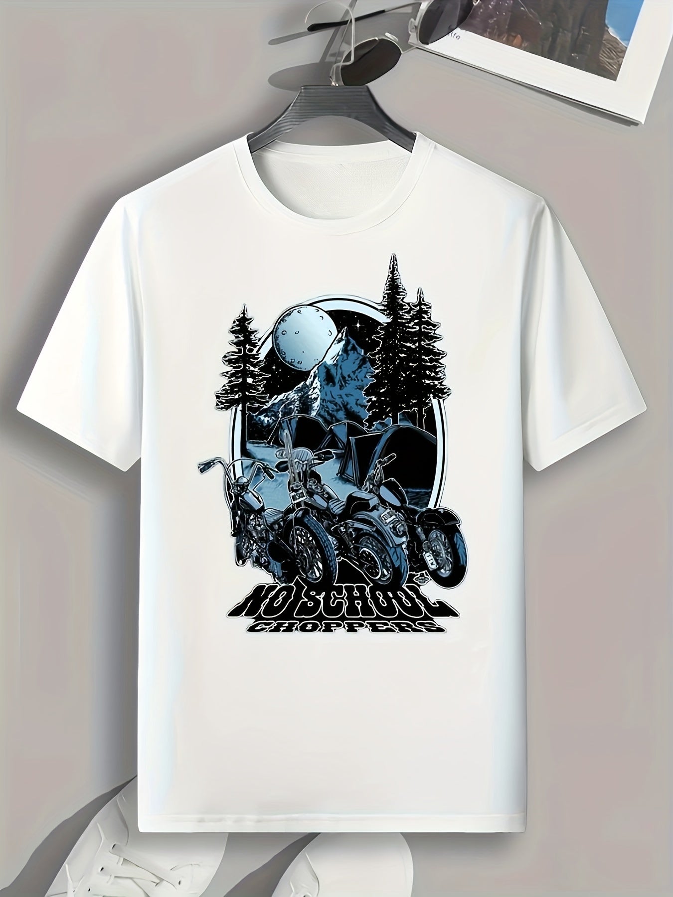 Motorcycle Forest Print Men's Graphic T shirt Casual Comfy Tees For Summer