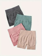 4pcs High Waist Seamless Yoga Shorts Butt Lifting Ribbed Sports Shorts