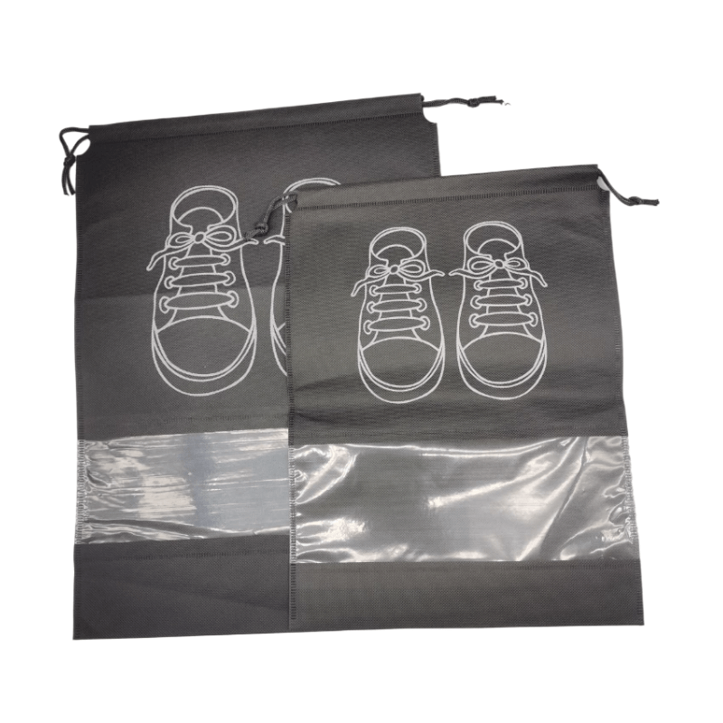 Non Woven Shoe Storage Bag Drawstring Dustproof Grey