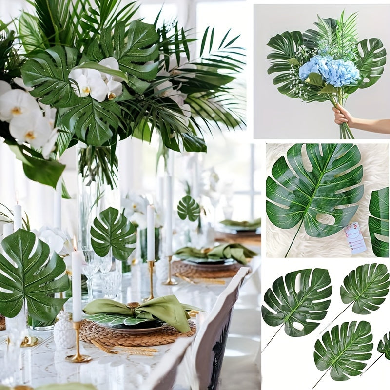 12pcs Tropical Palm Leaves for Summer Parties & Home Decor