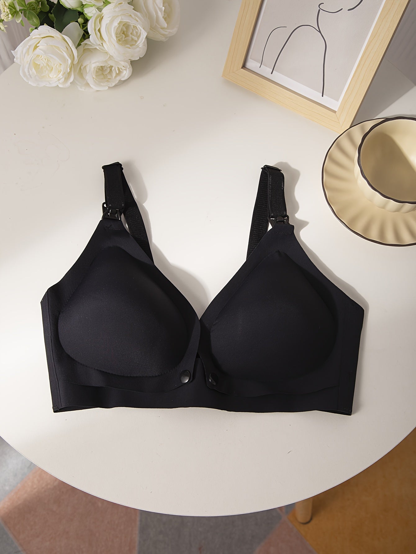 Front Buckle Wireless Push-Up Bra, Comfy & Breathable Women's Lingerie