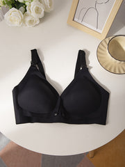 Front Buckle Wireless Push-Up Bra, Comfy & Breathable Women's Lingerie
